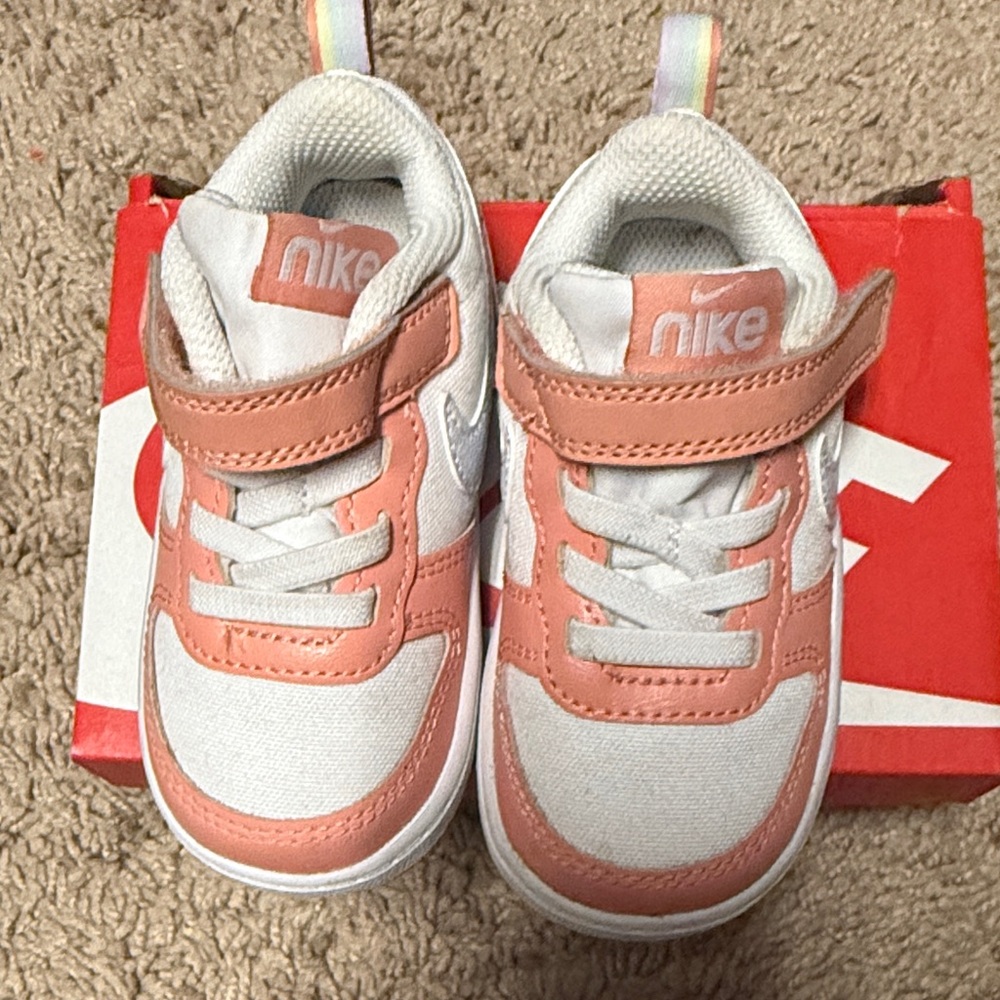 Like new Nike Toddler Sneakers - Coral and White Nike Blazer Mid